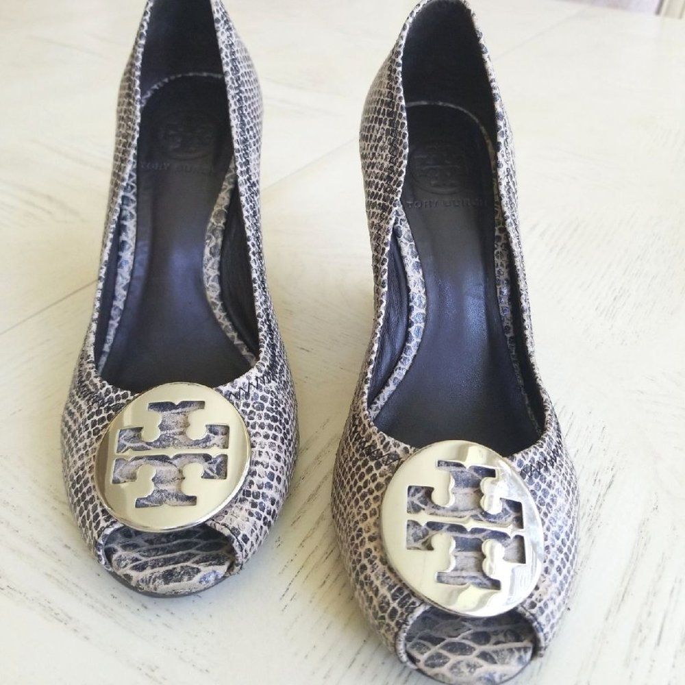 Tory Burch Snake Skin Wedge Sandal